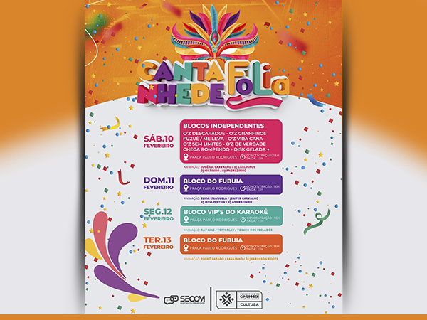 CANTANHEDE FOLIA 2024: PROGRAMAÇÃO DOS BLOCOS